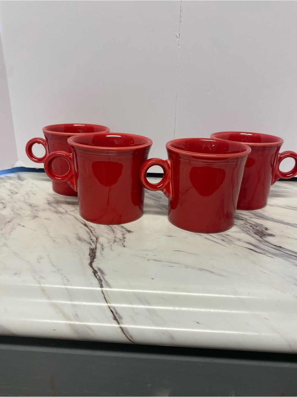 Fiesta  Homer Laughlin USA Red Ceramic Mugs - Set of 4